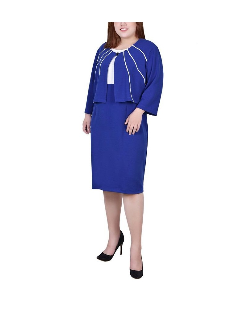 Plus Size 3/4 Sleeve Jacket and Dress Cobalt $15.64 Dresses