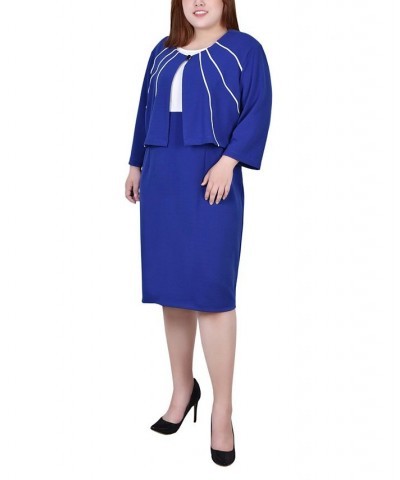 Plus Size 3/4 Sleeve Jacket and Dress Cobalt $15.64 Dresses