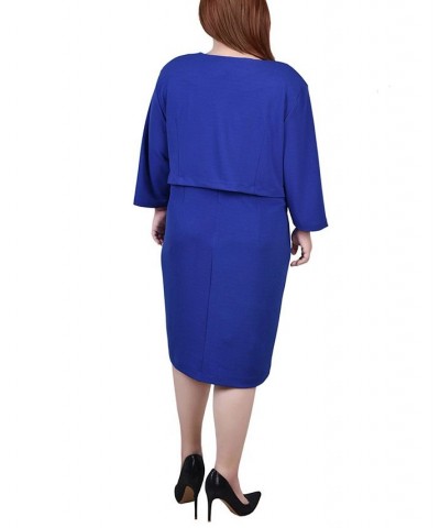 Plus Size 3/4 Sleeve Jacket and Dress Cobalt $15.64 Dresses