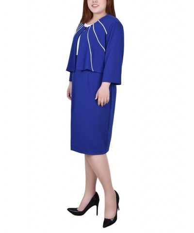 Plus Size 3/4 Sleeve Jacket and Dress Cobalt $15.64 Dresses