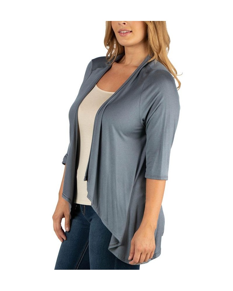 Elbow Length Sleeve Plus Size Open Cardigan Dark Gray $34.30 Sweaters