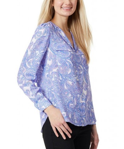 Women's Simplified Utility Blouse Top Amparo Blue and Pink Lotus Combo $19.24 Tops