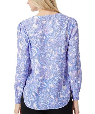 Women's Simplified Utility Blouse Top Amparo Blue and Pink Lotus Combo $19.24 Tops