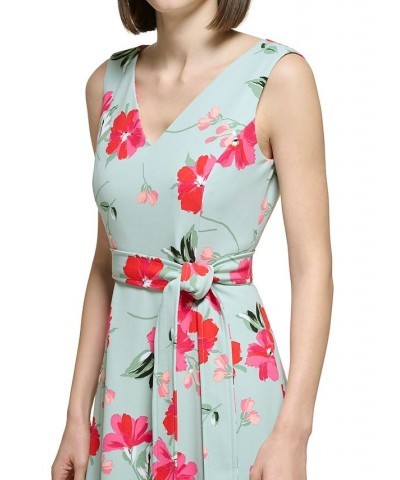 Women's Floral-Print Sleeveless Tie-Waist Dress Jadiete Multi $63.36 Dresses