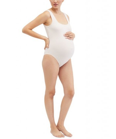 Square-Neck Ribbed Maternity Bodysuit Pearl $25.20 Tops