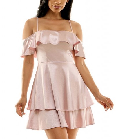 Juniors' Off-The-Shoulder Fit & Flare Dress Blush $40.29 Dresses