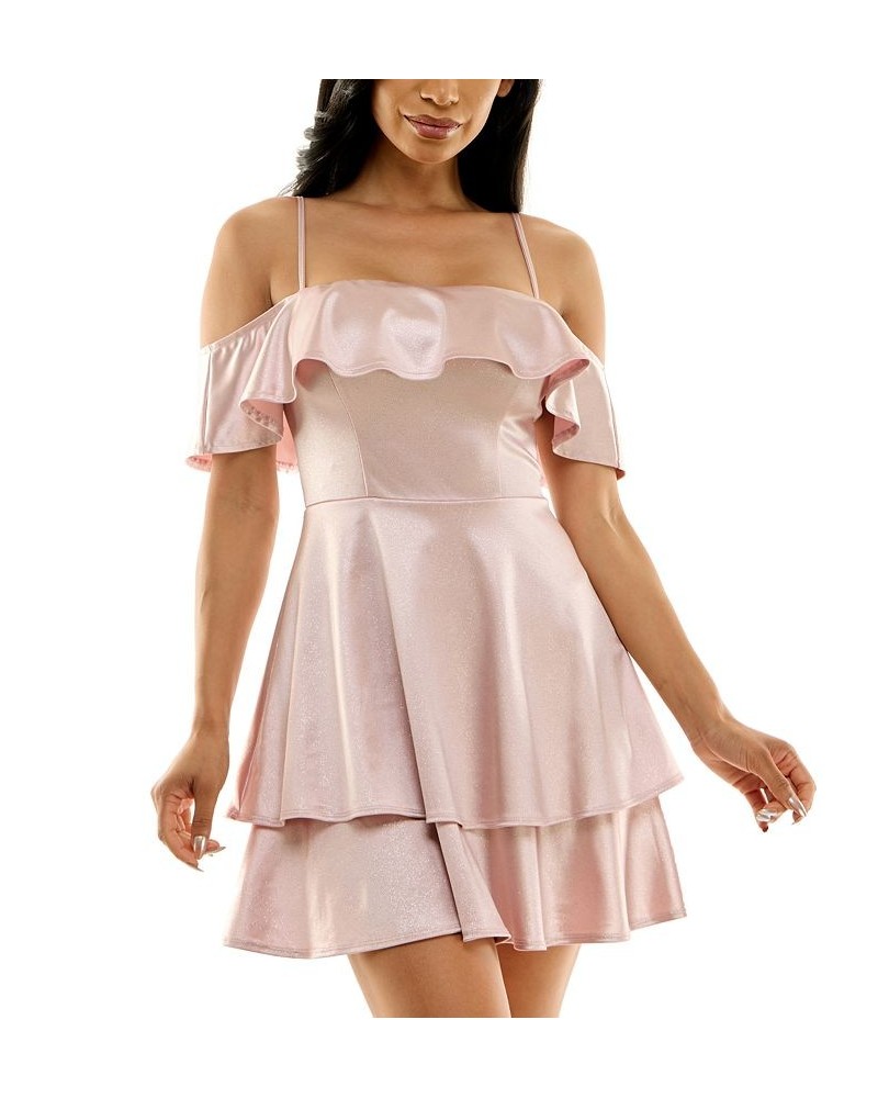 Juniors' Off-The-Shoulder Fit & Flare Dress Blush $40.29 Dresses