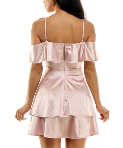 Juniors' Off-The-Shoulder Fit & Flare Dress Blush $40.29 Dresses