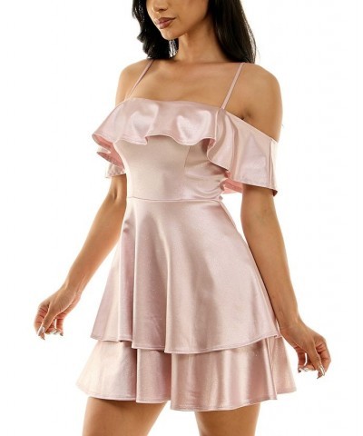 Juniors' Off-The-Shoulder Fit & Flare Dress Blush $40.29 Dresses