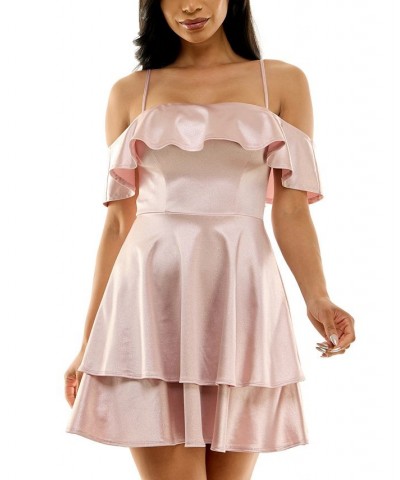 Juniors' Off-The-Shoulder Fit & Flare Dress Blush $40.29 Dresses