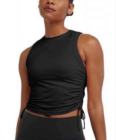 Women's Soft Touch Ruched Tank Top Black $19.35 Tops