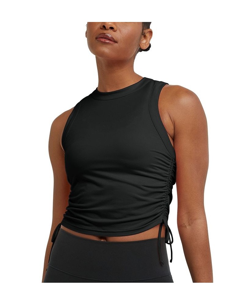 Women's Soft Touch Ruched Tank Top Black $19.35 Tops