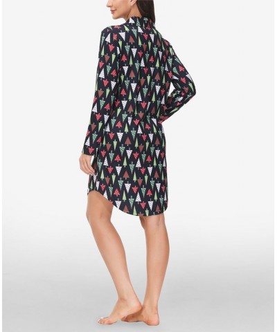 Women's Printed Notch Collar Sleepshirt Christmas Trees $16.68 Sleepwear