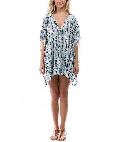 Women's Animal Print Lightweight Coverup Kimono Blue $25.78 Swimsuits