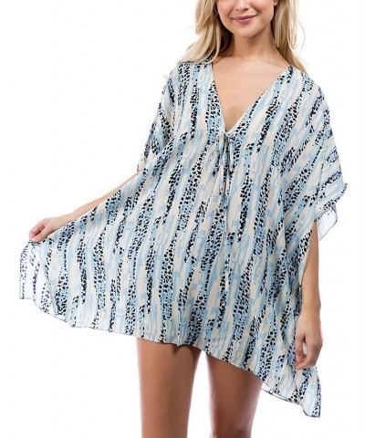 Women's Animal Print Lightweight Coverup Kimono Blue $25.78 Swimsuits