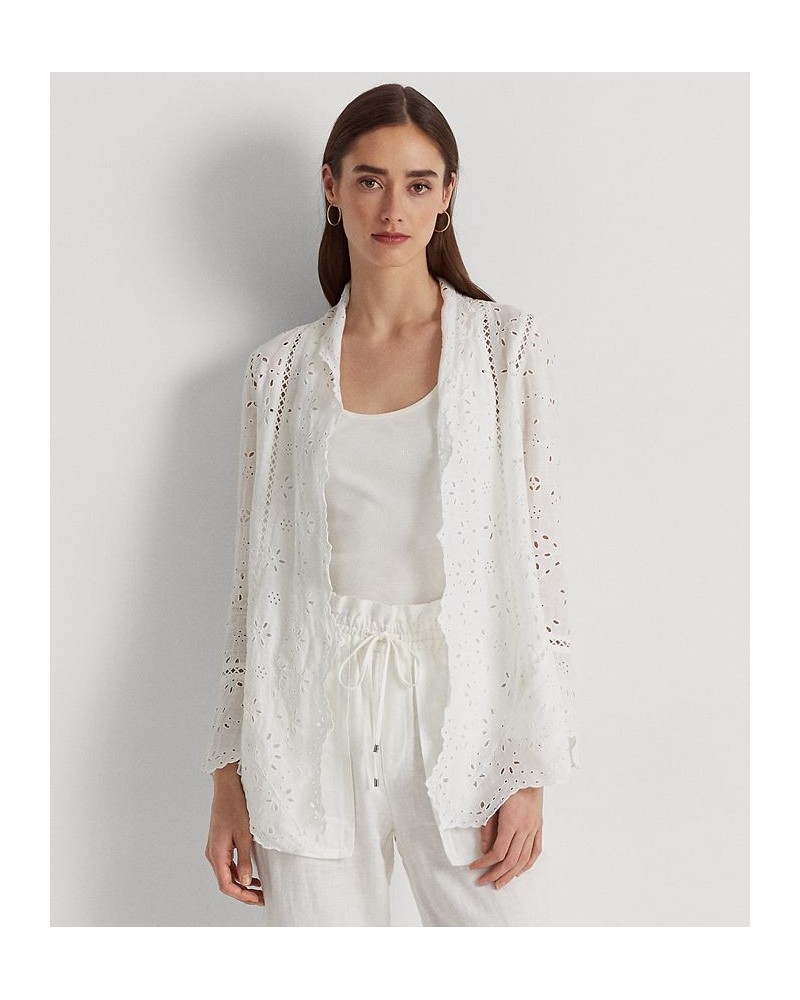 Women's Eyelet Linen Duster White $70.50 Jackets