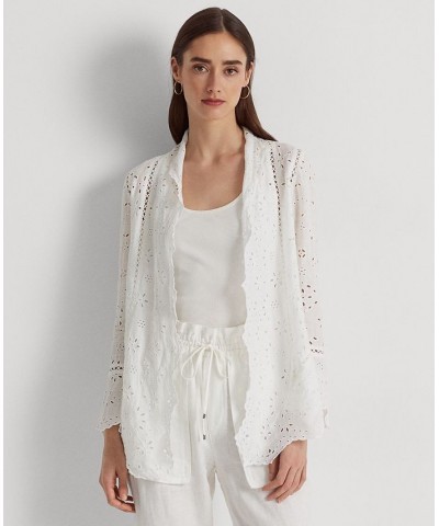 Women's Eyelet Linen Duster White $70.50 Jackets