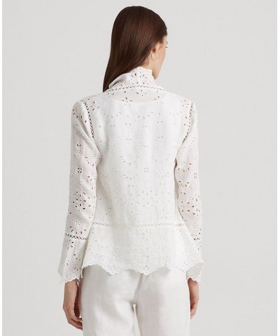 Women's Eyelet Linen Duster White $70.50 Jackets