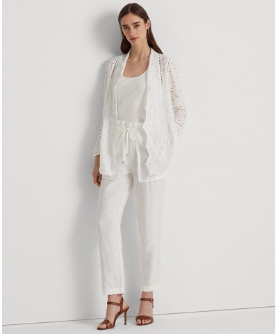 Women's Eyelet Linen Duster White $70.50 Jackets