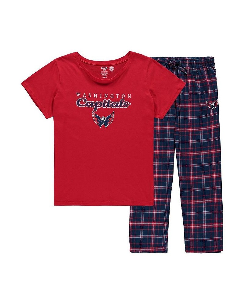 Women's Red Washington Capitals Plus Size Lodge T-shirt and Pants Sleep Set Red $35.99 Pajama