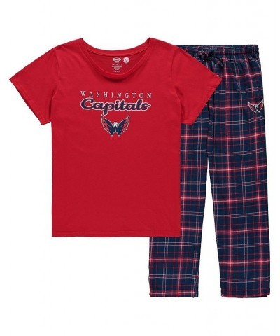 Women's Red Washington Capitals Plus Size Lodge T-shirt and Pants Sleep Set Red $35.99 Pajama