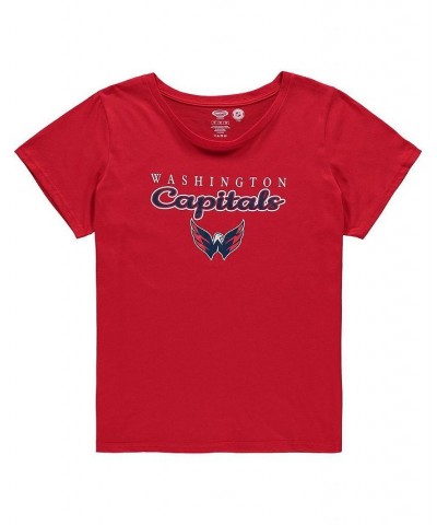 Women's Red Washington Capitals Plus Size Lodge T-shirt and Pants Sleep Set Red $35.99 Pajama