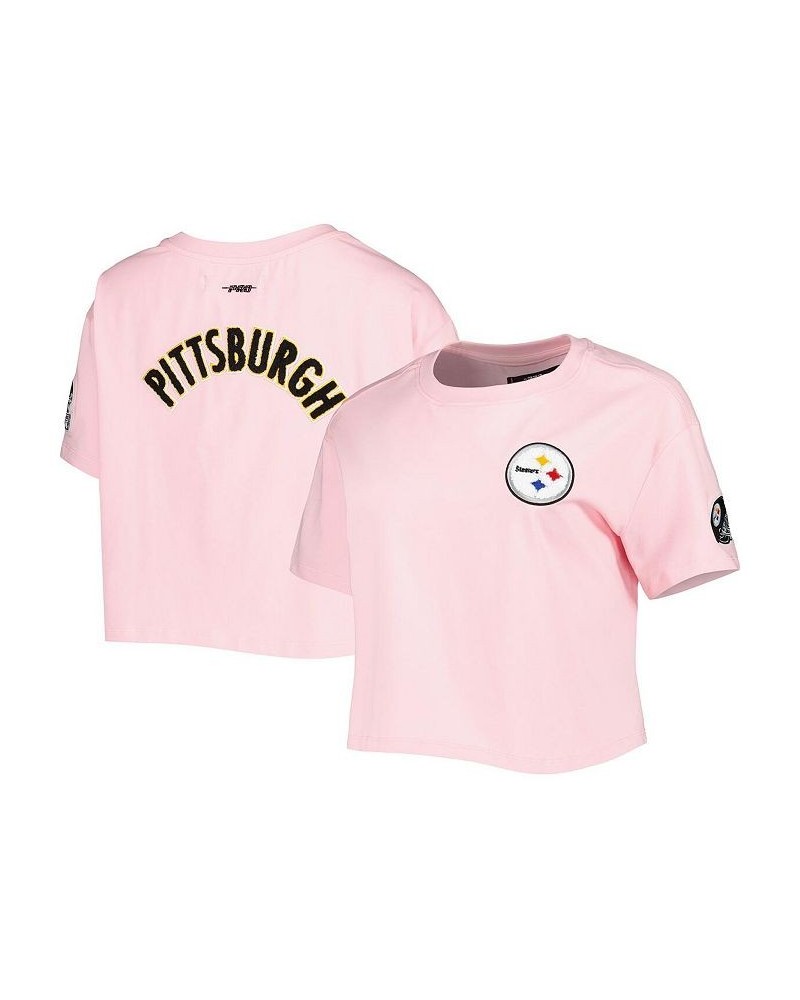 Women's Pink Pittsburgh Steelers Cropped Boxy T-shirt Pink $29.99 Tops