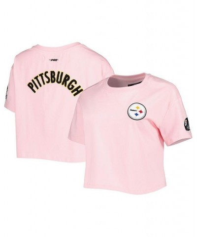 Women's Pink Pittsburgh Steelers Cropped Boxy T-shirt Pink $29.99 Tops