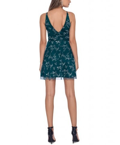 Juniors' Glitter-Print Fit & Flare Dress Nvy Peri $31.82 Dresses