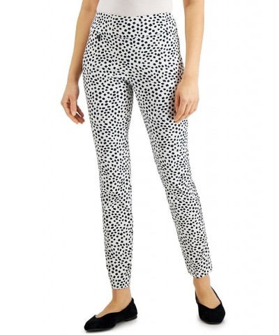 Petite Printed Pull-On Pants Bright White Contour Square $18.89 Pants