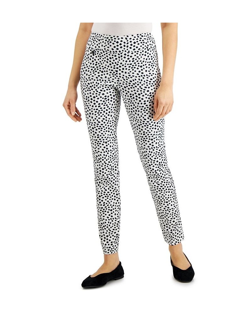 Petite Printed Pull-On Pants Bright White Contour Square $18.89 Pants