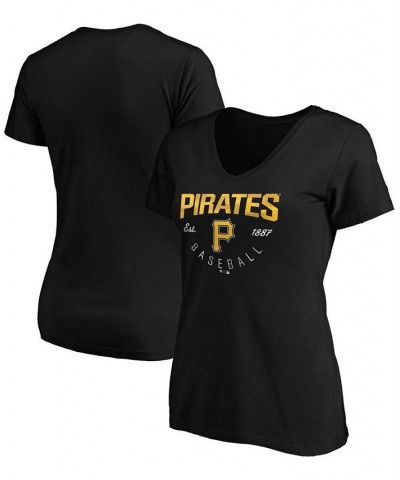 Women's Black Pittsburgh Pirates Live for It V-Neck T-shirt Black $22.79 Tops