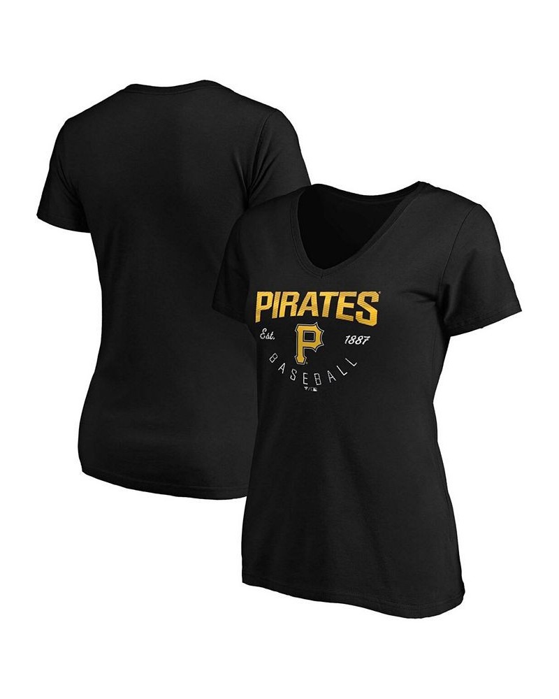 Women's Black Pittsburgh Pirates Live for It V-Neck T-shirt Black $22.79 Tops