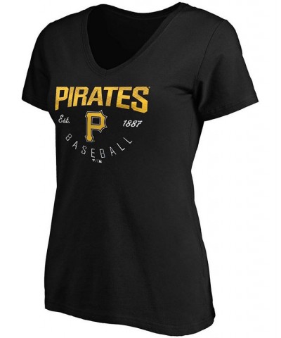 Women's Black Pittsburgh Pirates Live for It V-Neck T-shirt Black $22.79 Tops