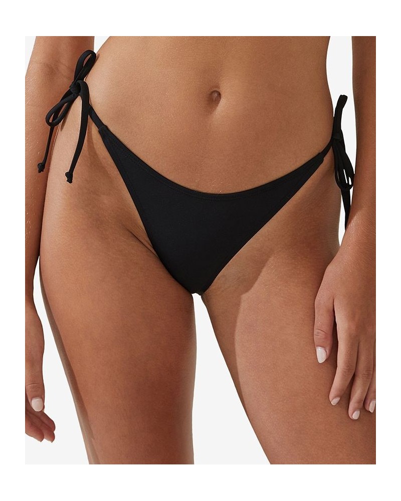 Women's Side-Tie Brazilian Bikini Bottoms Black $15.75 Swimsuits