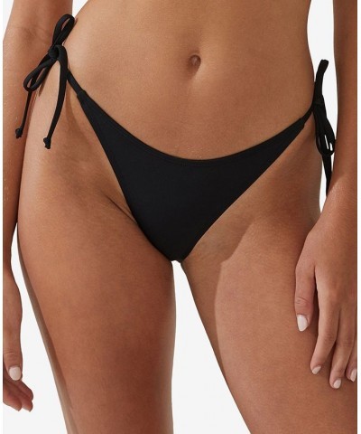 Women's Side-Tie Brazilian Bikini Bottoms Black $15.75 Swimsuits