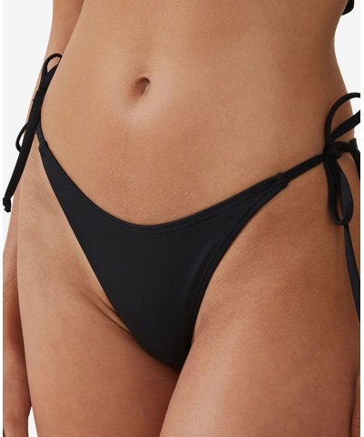 Women's Side-Tie Brazilian Bikini Bottoms Black $15.75 Swimsuits