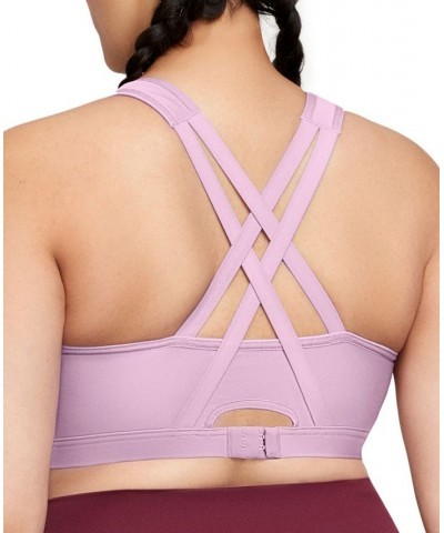 Plus Size Full Figure Zip Up Front Closure Sports Wirefree Bra Purple $28.57 Bras