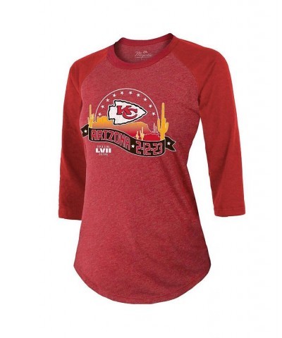 Women's Threads Red Kansas City Chiefs Super Bowl LVII Desert Tri-Blend Raglan 3/4 Sleeve T-shirt Red $34.79 Tops