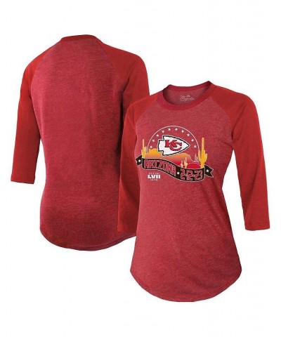 Women's Threads Red Kansas City Chiefs Super Bowl LVII Desert Tri-Blend Raglan 3/4 Sleeve T-shirt Red $34.79 Tops