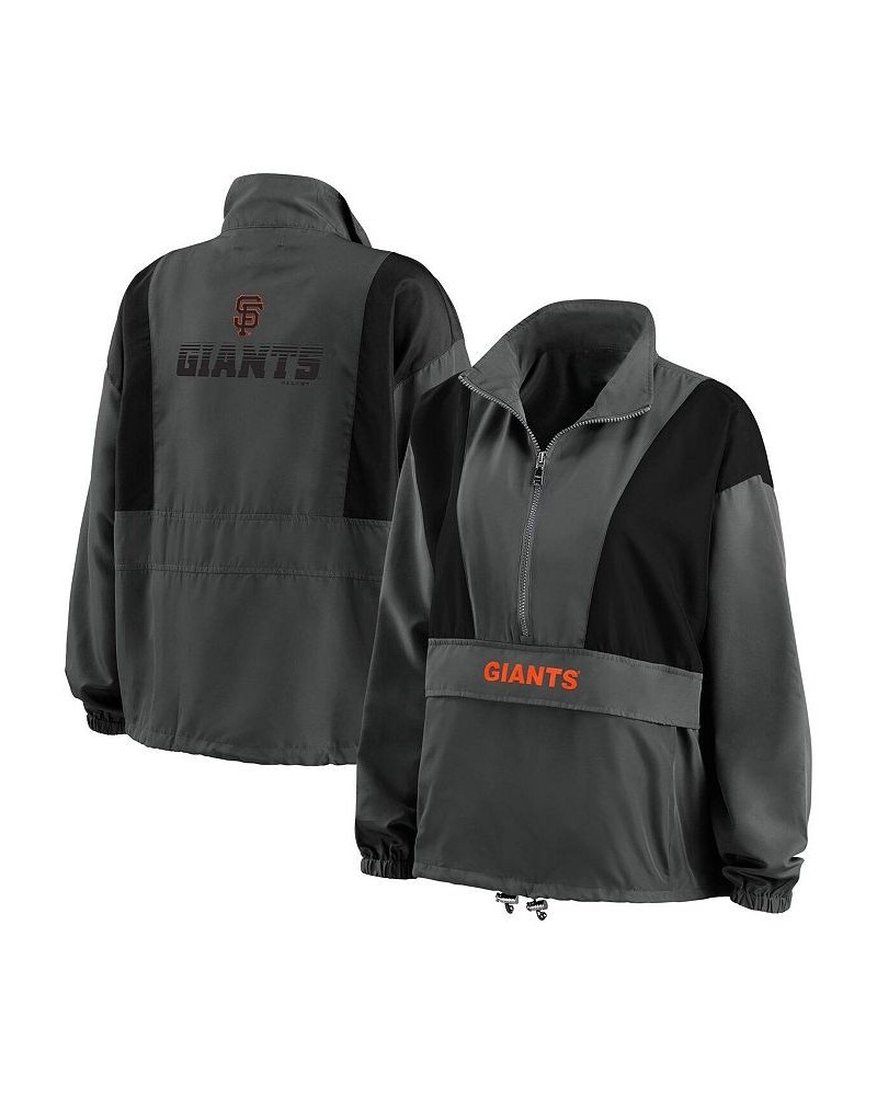 Women's Charcoal San Francisco Giants Packable Half-Zip Jacket Charcoal $47.30 Jackets