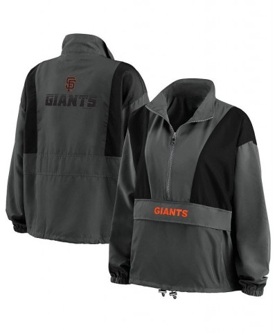 Women's Charcoal San Francisco Giants Packable Half-Zip Jacket Charcoal $47.30 Jackets