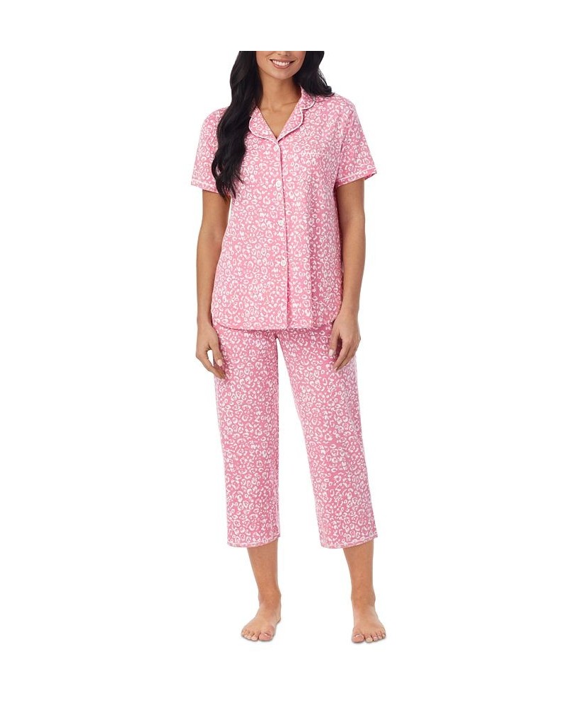 Women's Printed Notched-Collar Capri Pajama Set Multi $22.23 Sleepwear