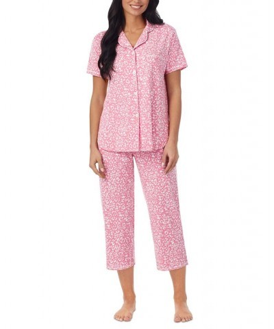 Women's Printed Notched-Collar Capri Pajama Set Multi $22.23 Sleepwear