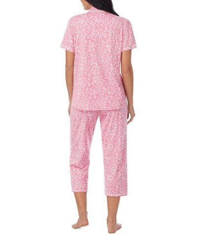 Women's Printed Notched-Collar Capri Pajama Set Multi $22.23 Sleepwear