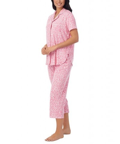 Women's Printed Notched-Collar Capri Pajama Set Multi $22.23 Sleepwear