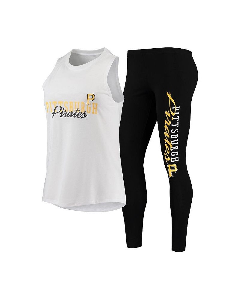 Women's White Black Pittsburgh Pirates Sonata Tank Top and Leggings Set White $32.23 Pajama