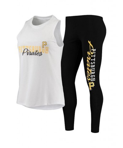 Women's White Black Pittsburgh Pirates Sonata Tank Top and Leggings Set White $32.23 Pajama