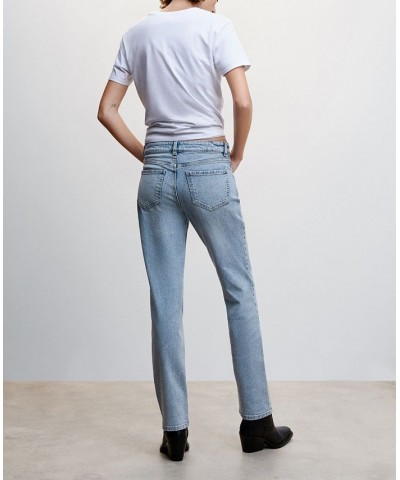 Women's Mid-Rise Straight Jeans Light Blue $32.90 Jeans