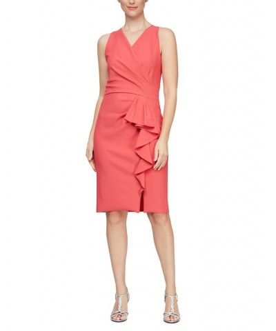 Women's Ruffled Sheath Dress Cerise $75.20 Dresses